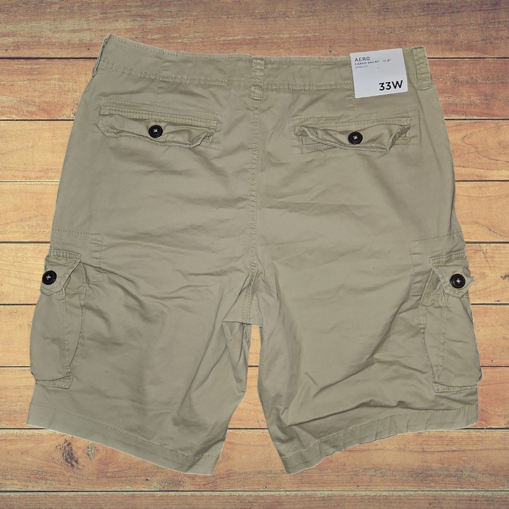 AERO Olive Green Cargo Shorts with Durable Fabric and Relaxed Fit - Picture 3 of 4